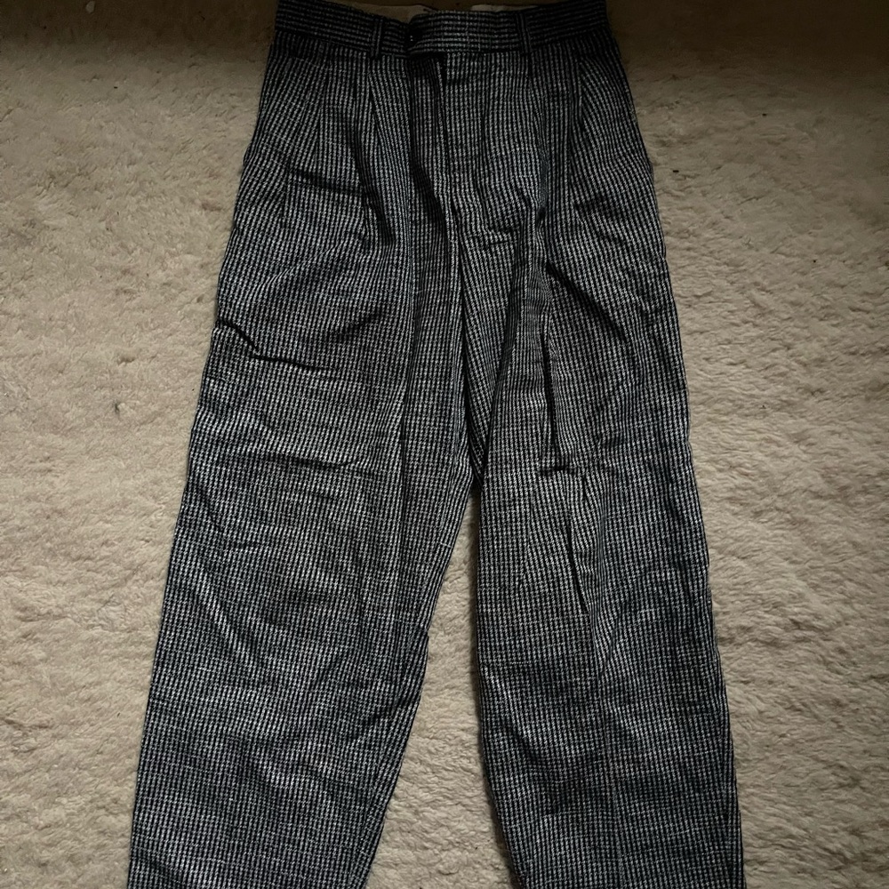 Women’s Vintage Italian Black and White Checkered wool trousers.